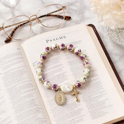 Holy Water Bracelet for Women,Religious Christian FaithJewelry - color: (purple3)