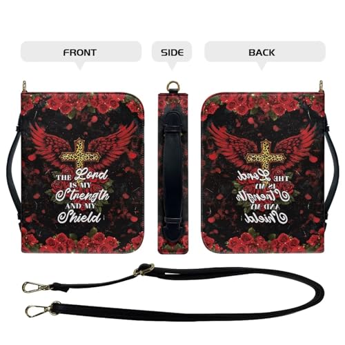 Book Covers Bible Covers for Women Men Large Size Bible Bag Tote - color: A Red Cross Rose, size: Large