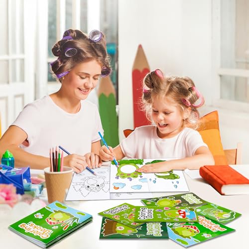 ANGOLIO 24Pcs Frog Mushroom Coloring Book Bulk for Kids Cute Frog Activity Book Cartoon Animals DIY Art Booklet for Kid Birthday Party Gift Goodie Bags Filler School Prize - style: Frog