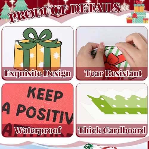 Christmas Bulletin Board Decorations Christmas Accents Healthy Habits Cutouts Red Green Xmas Elf Tree Paper Classroom Decors for Winter Holiday School Classroom Chalkboard Wall Decor Supplies - style: Christmas Tree