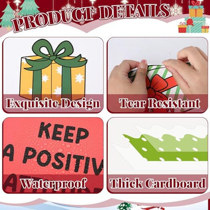 Christmas Bulletin Board Decorations Christmas Accents Healthy Habits Cutouts Red Green Xmas Elf Tree Paper Classroom Decors for Winter Holiday School Classroom Chalkboard Wall Decor Supplies - style: Christmas Tree