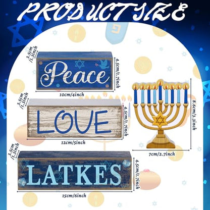 Lineshading 4 Pcs Hanukkah Decorations for Home Wooden Menorah Decor - style: Candlestick