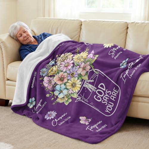 Christian Birthday Gifts for Women, Christian Religious Blanket 80''x 60'' - color: Deep Purple, size: 80"x60"