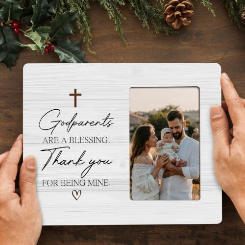 Godparents Picture Frame, Christian Thank You Gifts Photo Frame, Godparent Appreciation, 4x6 Photo - color: White 5