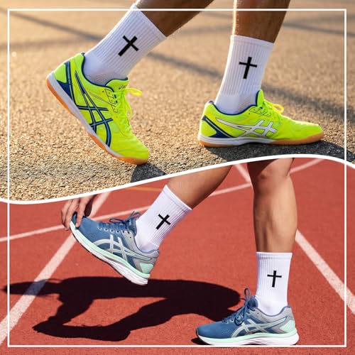 Men Cross Grip Soccer Socks with Bible Verse, 6 Pairs, Size 7-11 - color: Philippians 4:13 - White