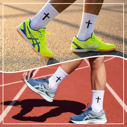 Men Cross Grip Soccer Socks with Bible Verse, 6 Pairs, Size 7-11 - color: Philippians 4:13 - White