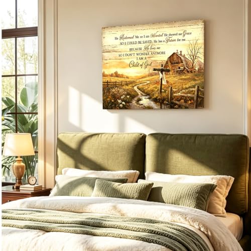 Christian Canvas Wall Art Rustic Cross Farmhouse Religious Decor