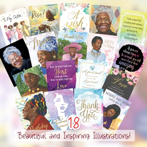 African American Expressions Maya Angelou Greeting Cards Assortment Box – 18 Inspirational Greeting Cards with Envelopes - Use for Birthday, Encouragement, Graduation, Sympathy, Mother's Day & More - style: Assortment 780