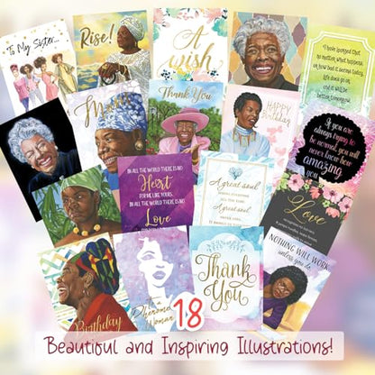 African American Expressions Maya Angelou Greeting Cards Assortment Box – 18 Inspirational Greeting Cards with Envelopes - Use for Birthday, Encouragement, Graduation, Sympathy, Mother's Day & More - style: Assortment 780
