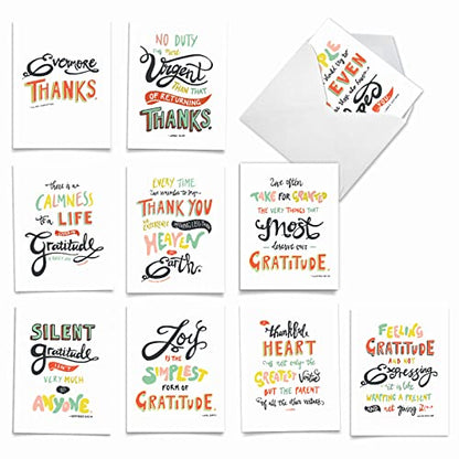 The Best Card Company - Variety Pack of 10 Assorted Blank All Occasions Notecards Box Set 4 x 5.12 Inch w/Envelopes Thank You, Men, Women (10 Designs, 1 Each) - Words of Appreciation M10019BK - style: Words of Appreciation