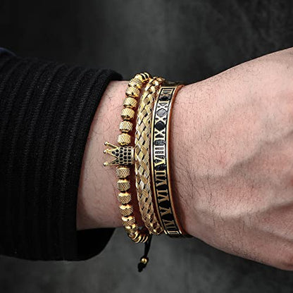 WFYOU Stainless Steel Bracelets for Men Gold Cuff Bracelet Birthday Gifts - color: Gold 10