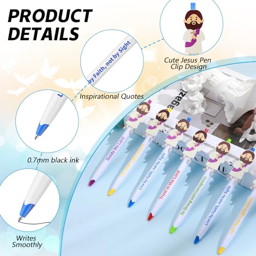 CroBlissful 60 Pcs Christian Jesus Pens Bulk, Bible Verse Ballpoint Pens 0.7mm Black Ink, Religious Inspirational Gifts VBS Prizes Sunday School Church Party Favors Office Supplies