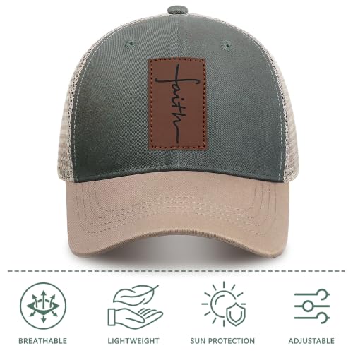 Christian Hats for Men Women Religious Gifts - color: Faith- Grey Green