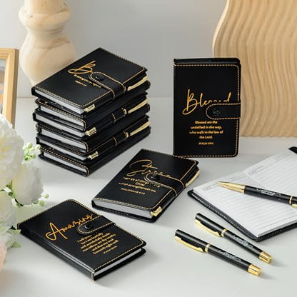 Spakon 10 Sets Christian Notebook with Pen Set, Bible Verse, Black - color: Black, size: Bible Verse