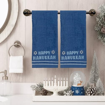 Star of David Blue Guest Hand Bathroom Towels Elegant Happy Hanukkah 16x26" - color: Hannukah