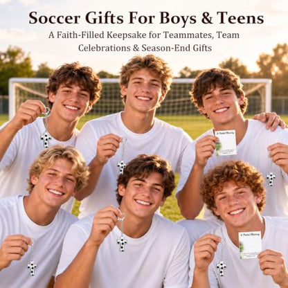 Sports Gifts for Teens, Acrylic Sports Cross Keychain with Prayer Card - color: Soccer