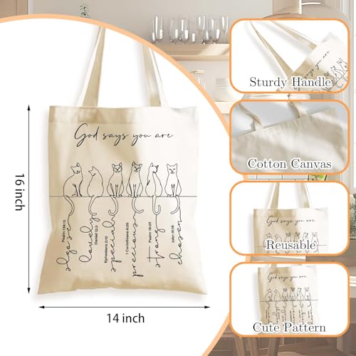 Aesthetics Canvas Tote Bag - Art Design Gift for Women, Reusable Purse Tote Bag with Inner Zip Pocket - style: God Says You Are
