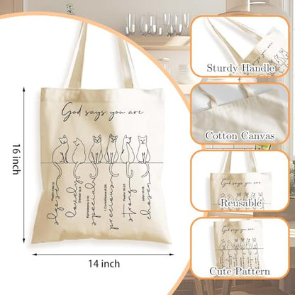 Aesthetics Canvas Tote Bag - Art Design Gift for Women, Reusable Purse Tote Bag with Inner Zip Pocket - style: God Says You Are