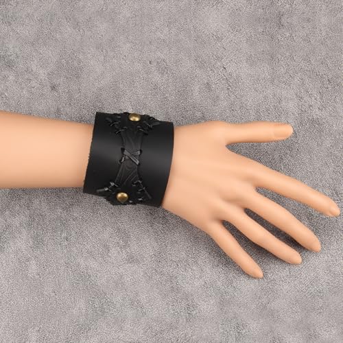 Jeilwiy Punk Rock Gothic Black Rivet Leather Spiked Necklace Collar Neckband Leather Choker Necklace for Women Mom Gifts Adjustable - color: 07 Leather Cuff Bracelet Black