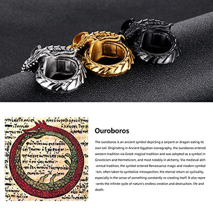 Eternity Cross Ring Pendant Necklace Stainless Steel Pendant Necklace for Men Christmas Gift for Husband,Christmas Stocking Stuffer for Him - color: Black Eternal Ring