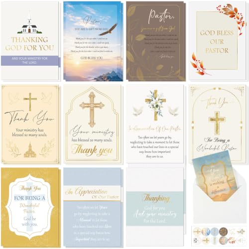 AmazingSpark 24 Pack Pastor Appreciation Cards with Envelopes, Religion - style: Religion