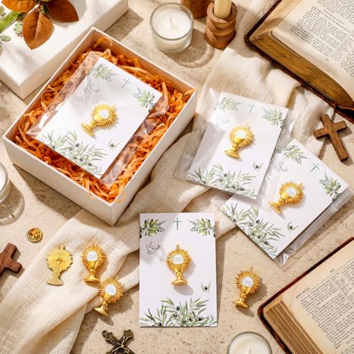 Yinkin 24 Pcs Catholic Pins Gold First Communion Lapel Pins - style: Ihs