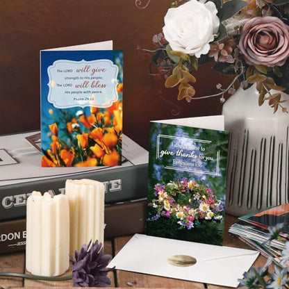 Motiskyy 100 Pack Religious All Occasion Cards, Christian Greeting Blessing Cards Assortment with Scripture Inspirational Prayer and Envelopes Stickers for Christmas Birthday Thinking of You