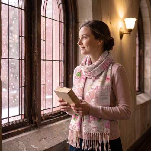 The Virgin Mary Bible Verse Shawls for Women, Catholic Christian Blanket Scarf Gifts or Mom Teacher Christmas - color: Pink