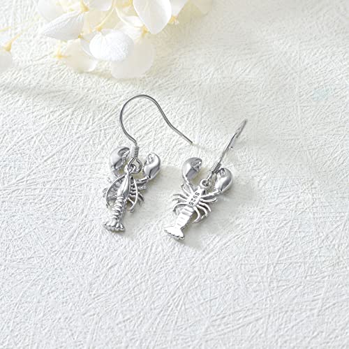 Crab/Mushroom/Lobster/Bat/Angler Fish/Tiger/Elephant/Jellyfish/Flamingo/Scorpion Earrings Dangling Sterling Silver Created Blue Opal Earrings Jewelry Gifts for Women Girls… - style: Lobster