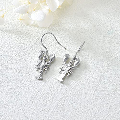 Crab/Mushroom/Lobster/Bat/Angler Fish/Tiger/Elephant/Jellyfish/Flamingo/Scorpion Earrings Dangling Sterling Silver Created Blue Opal Earrings Jewelry Gifts for Women Girls… - style: Lobster