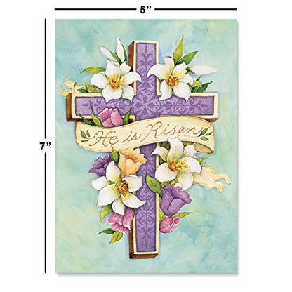 Current Easter Cross Religious Value Greeting Card Set - Value Pack of 8 Cards for Kids & Adults With White Envelopes, 1 Design Prints, Large 5" x 7" Greetings - color: Cross