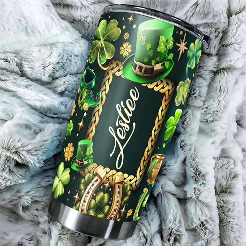 Dorris Personalized Name St Patrick's Day Tumbler with Lid 20oz 30oz Stainless Steel Insulated Cups Travel Coffee Mug Gifts for Women Men Christian Family Friends - color: Patrick 2