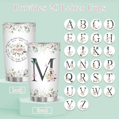 Personalized Initial M Tumbler 20oz, Monogrammed Gift for Women Birthday Mothers Day Religious Gift, Personalized Christian Gift for Women Initial Coffee Mug - style: Initial M cup