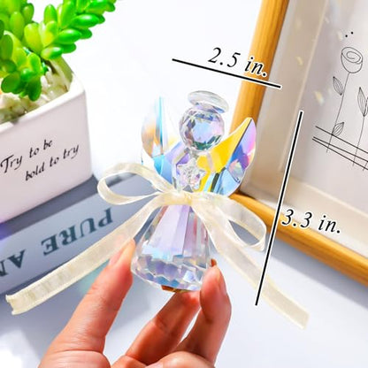 YWHL Iridescent Crystal Guardian Angel Figurine Angel Gifts for Women - color: Colorful