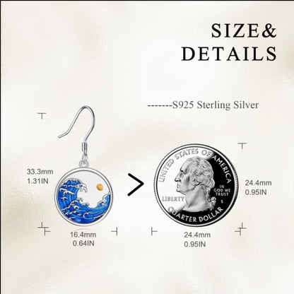 AOBOCO Mustard Seed Earrings for Women Sterling Silver Mountain Cross Earrings Dangle Christian Religion Jewelry Mothers Day Birthday for Mom Wife Friends - style: Round Wave Hooks Earrings
