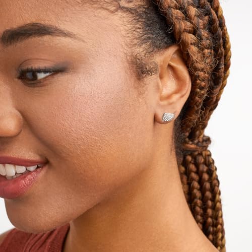 MORGAN & PAIGE Silver Rhodium 14k Rose 18k Yellow Gold Plated Angel Studs - color: Oxidized Silver