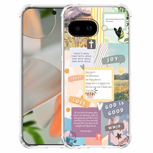 Christian Quotes Bible Motivational Words Collage Pattern,Soft TPU Bumper Phone Case for Google Pixel 9a - size: Google Pixel 9a