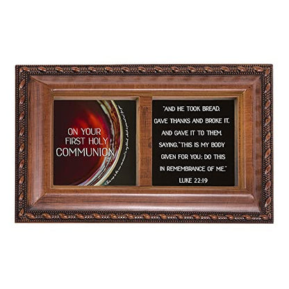 Cottage Garden First Holy Communion Woodgrain Rope Trim Petite Box Plays How Great Thou Art