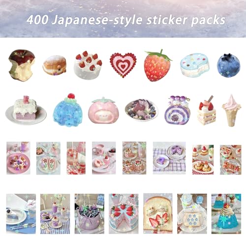 400 PCS Japanese Aesthetic Stickers for Adults, Kawaii Animal & Retro Deco Stickers Pack for Journaling, Scrapbook, Planner Decoration, Vision Board & Creative Stationery - color: Japanese-style, style: Art Deco