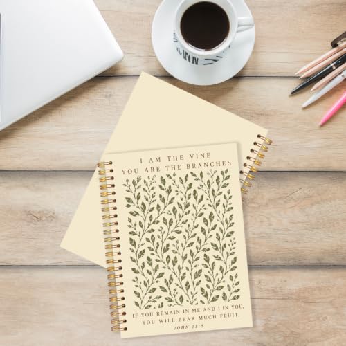 Green Christian Botanical Spiral Notebook for Women Men 5.5x8.3 Inch - color: Green Christian Plants