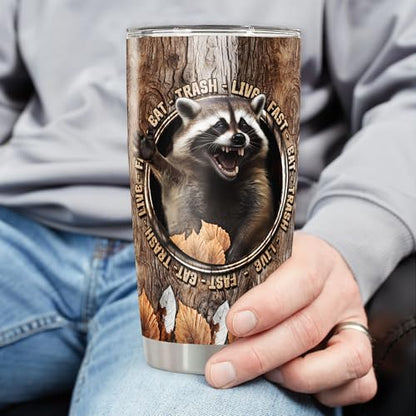 Personalized Raccoon Tumbler Custom Name Insulated Cup Travel Mug with Lid Stainless Steel 20oz 30oz Gifts for Raccoons Lovers Bff Friends Besties Sisters Birthday Christmas - color: Raccoon 508
