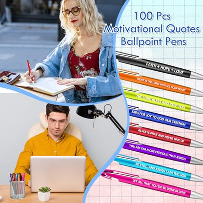 Lincia 100 Pcs Bible Verse Ballpoint Pens Bulk, Medium Point, Black Ink - style: Bible Verse