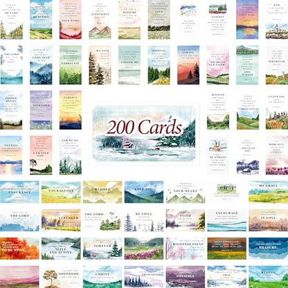 Gethelud 200 PCS Bible Verse Cards, 60 Delicate Designs Mini Prayer Cards Water-color Style Motivational Inspirational Quote Cards for Religious Christian Women Woman - style: Watercolor Style -200pcs