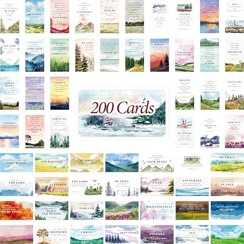Gethelud 200 PCS Bible Verse Cards, 60 Delicate Designs Mini Prayer Cards Water-color Style Motivational Inspirational Quote Cards for Religious Christian Women Woman - style: Watercolor Style -200pcs