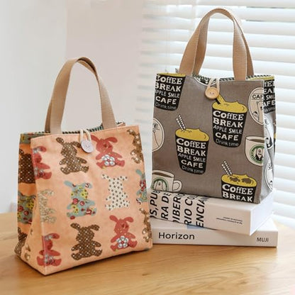 SNDEC Canvas Small Bible Bag for Girls and Women, Cute Mini Preppy Aesthetic Tote, Reusable Grocery Bag for Essentials - color: Khaki Coffee