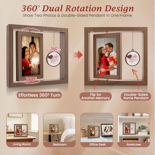 LukieJac Valentine’s Day Gift - I Love You Gifts Couple Frames - Anniversary Birthday Christmas I Miss You Gifts for Her, Him Romantic Rotating 4x6 Picture Frame - color: To My Love