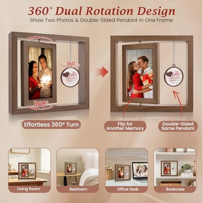LukieJac Valentine’s Day Gift - I Love You Gifts Couple Frames - Anniversary Birthday Christmas I Miss You Gifts for Her, Him Romantic Rotating 4x6 Picture Frame - color: To My Love