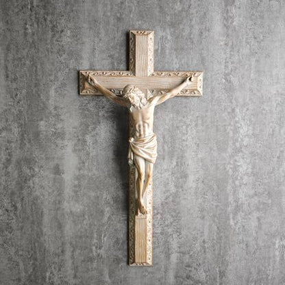 BC Catholic Crucifix Wall Cross, 12" H Jesus Christ Home Decor - color: Wooden