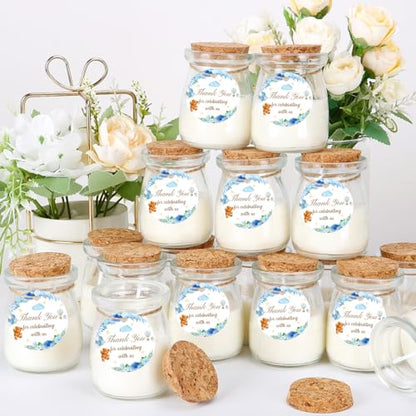 24Pcs Baby Shower Candle Party Favors Lavender Scented Glass Jars Wax Candle Bulk with Thank You Cards Organza Bags for Guests Boy Girl Birthday Gender Reveal Gift Souvenirs (Blue Bear, 24) - style: Blue Bear
