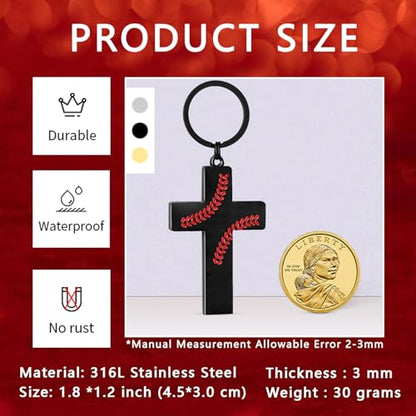 Football/Baseball/Soccer/Basketball Cross Keychain for Men Sport Gifts - color: Black, style: Baseball-joshua 1:9